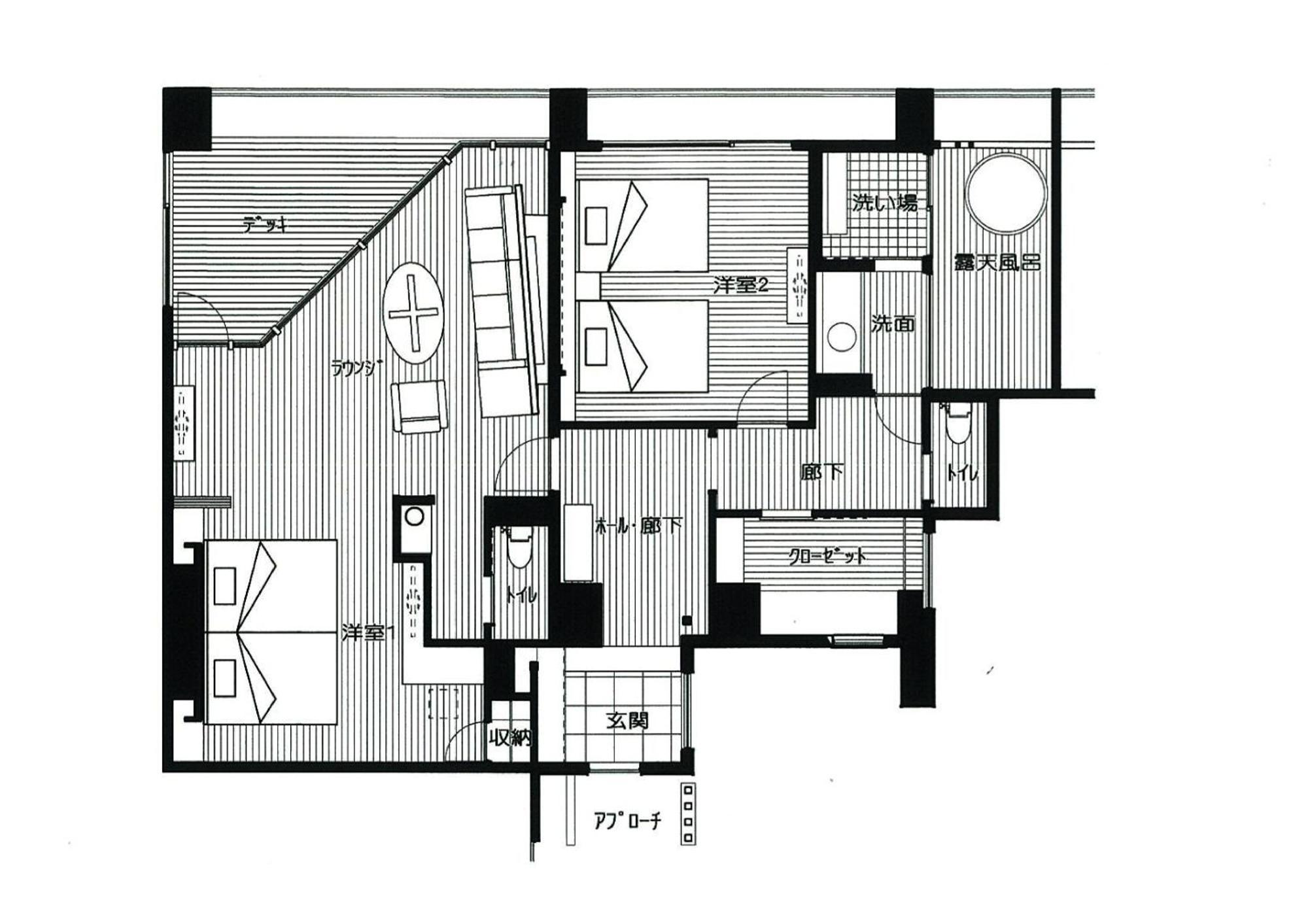 Amane Resort Seikai Beppu Pokój zdjęcie A floor plan of a typical apartment