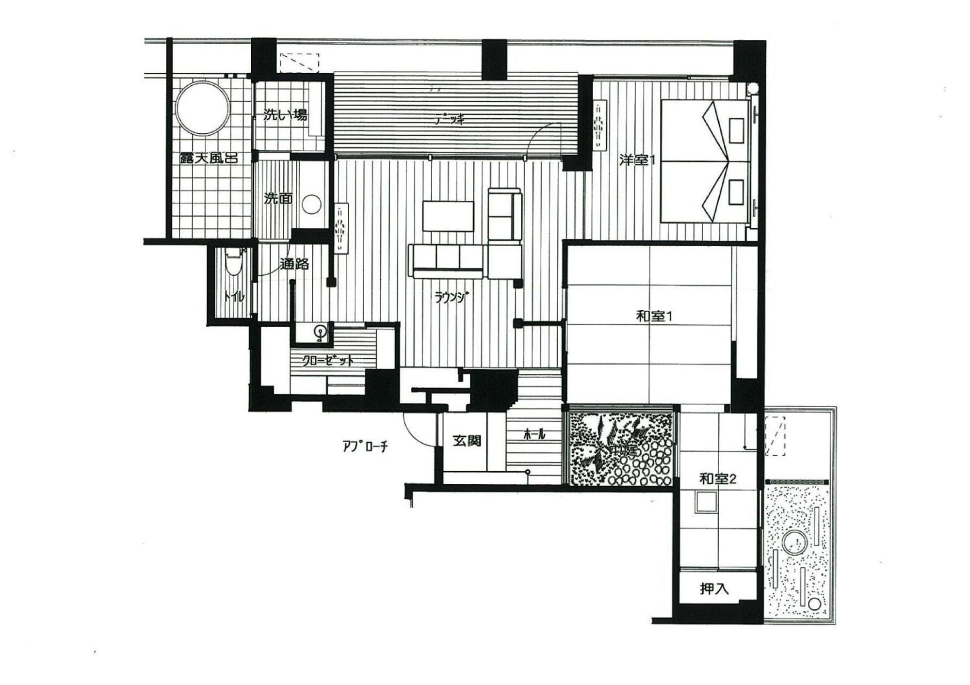 Amane Resort Seikai Beppu Pokój zdjęcie A floor plan of a Japanese apartment